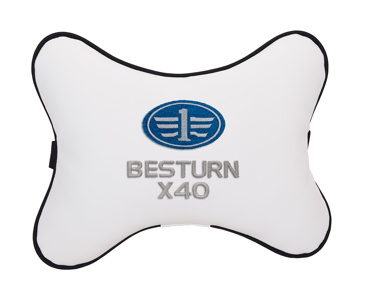 Подушка на подголовник экокожа Milk с логотипом автомобиля FAW Besturn X40