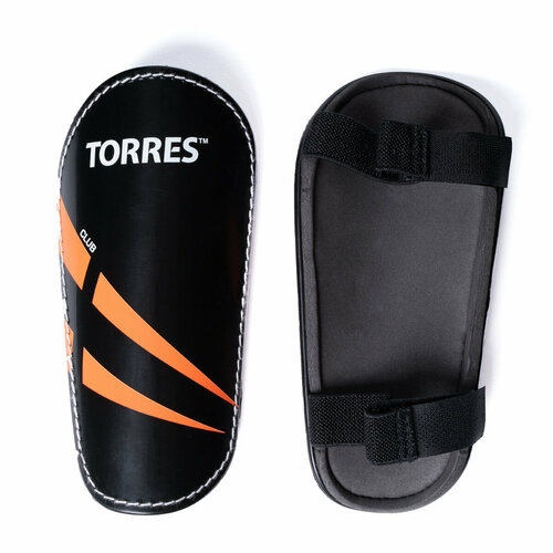 спортивные защитные щитки футбольные torres club fs1607 1 без голеностопа из пластика и пены эва на липучках для тренировок размер l Щитки TORRES, Club FS1607, M, черный