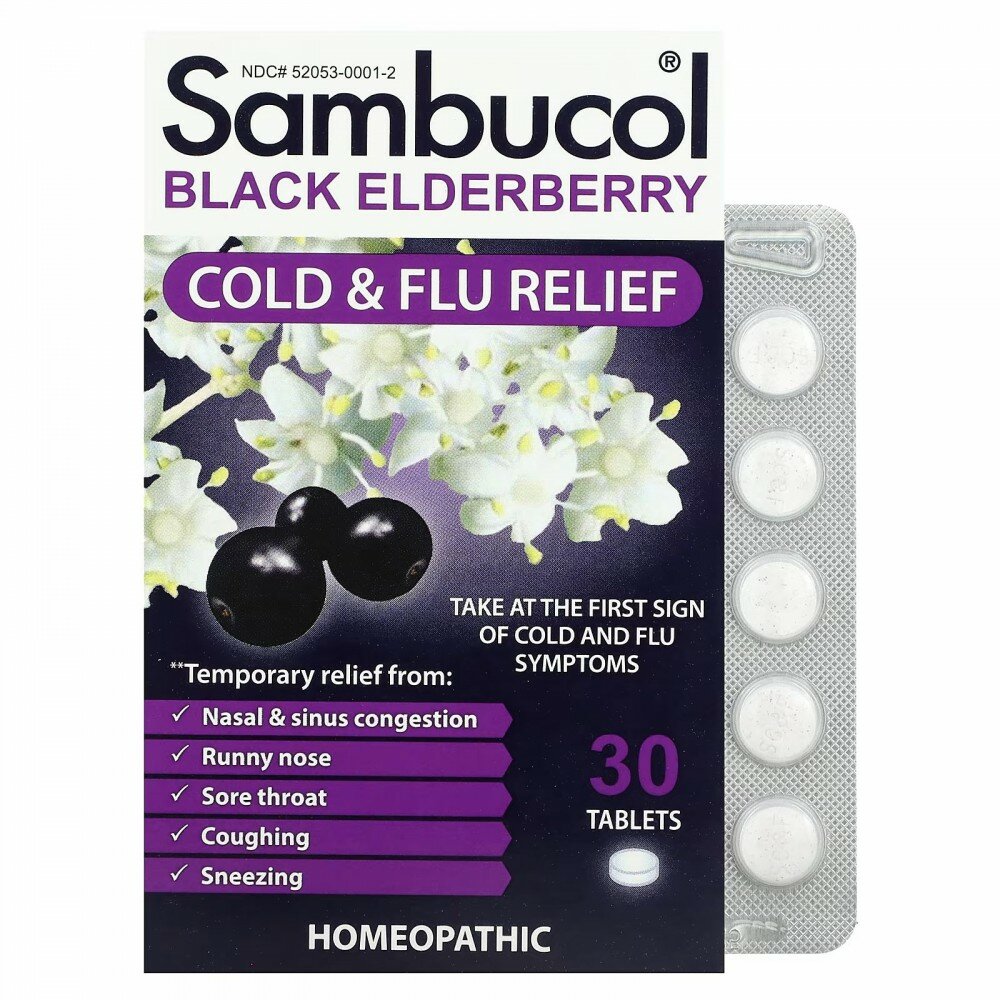 Sambucol Black Elderberry Cold & Flu Relief 30 Quick Dissolve Tablets