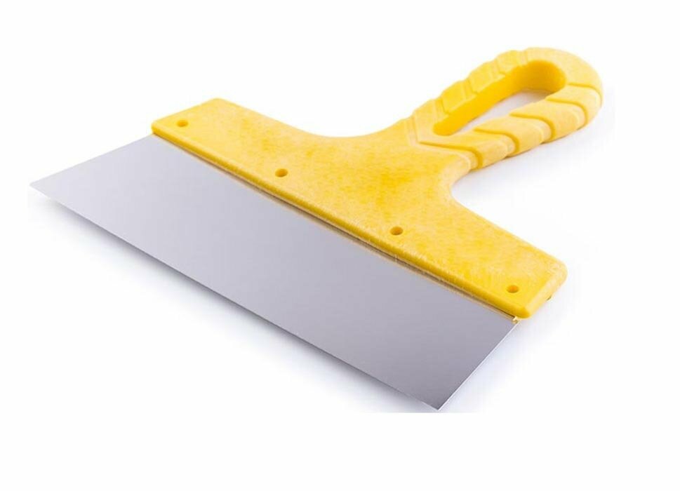 Шпатель фасадный 300 мм Jettools гладкий нержавеющая сталь с жёлтой ручкой