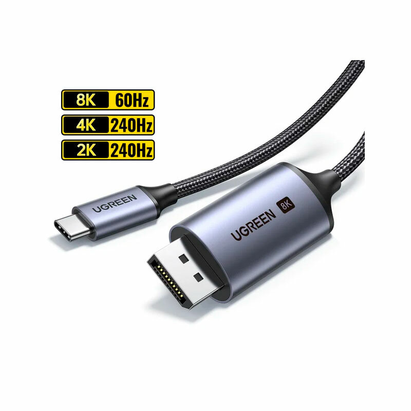 Кабель UGREEN (25157) USB-C to DisplayPort 8K Cable Длина: 1 м Цвет: черный/серый космос