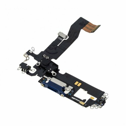 Шлейф для Apple iPhone 12 / iPhone 12 Pro + разъем зарядки/гарнитуры + микрофон, синий, AAA