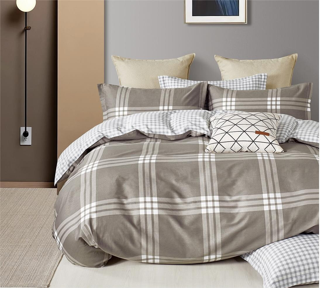 Комплект белья из сатина CP-311 Retrouyt (темно-бежевый), Евро (наволочки 50х70 и 70х70)