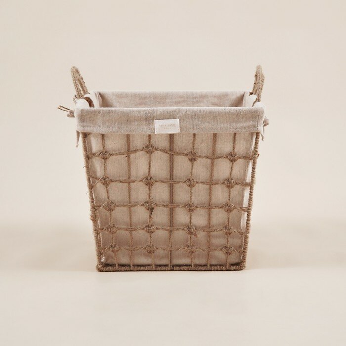 Корзина для хранения SL Home ручное плетение с ручками квадратная джут 33×33×36 см