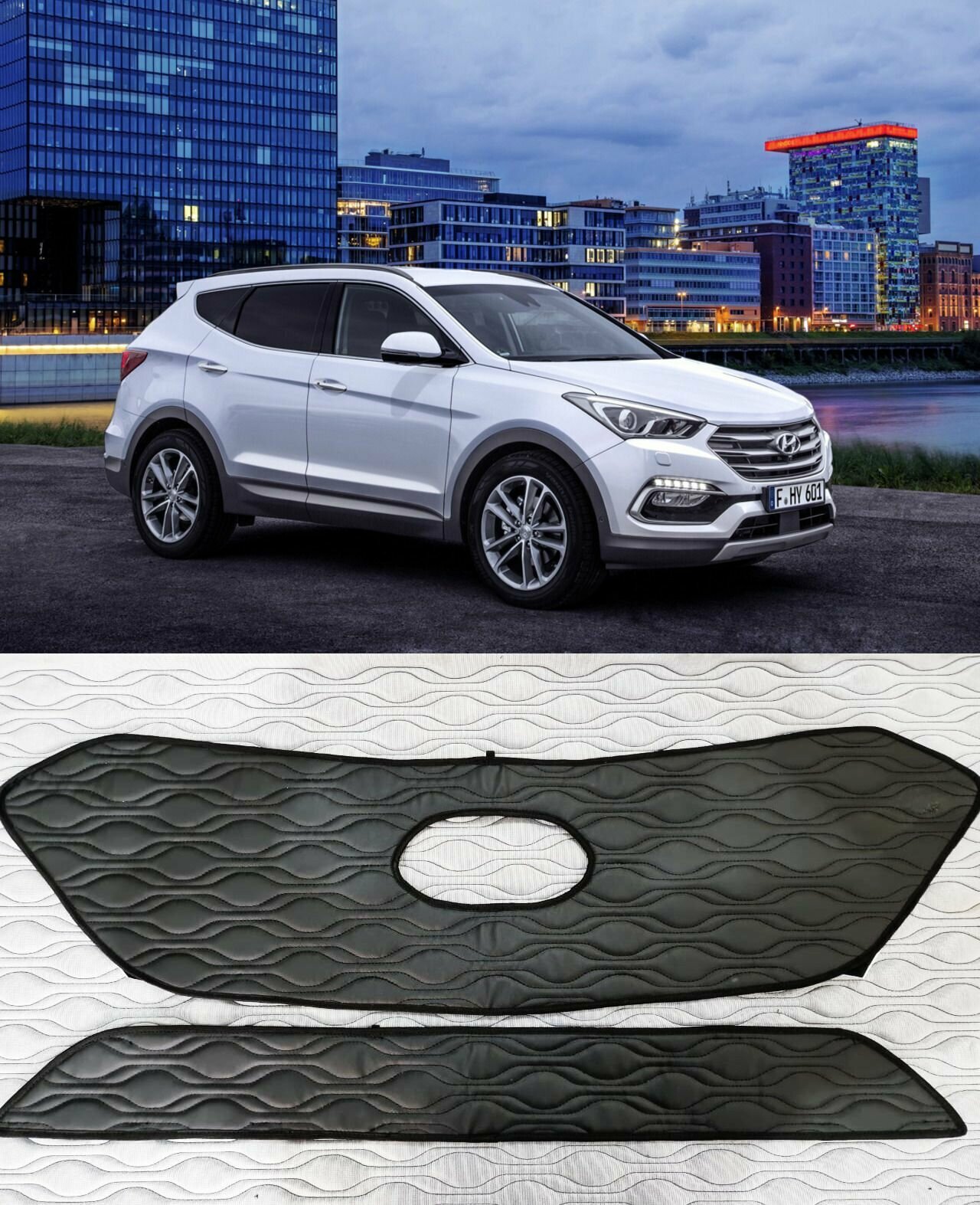 Утеплитель радиатора для Hyundai Santa Fe 2015 -2018 III Рестайлинг Комплект верх/низ