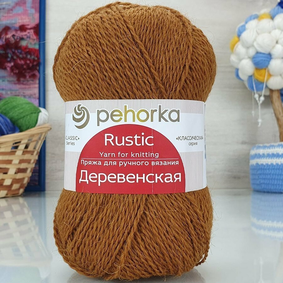 Пряжа Пехорка деревенская 44 золотистый (10 мотков)