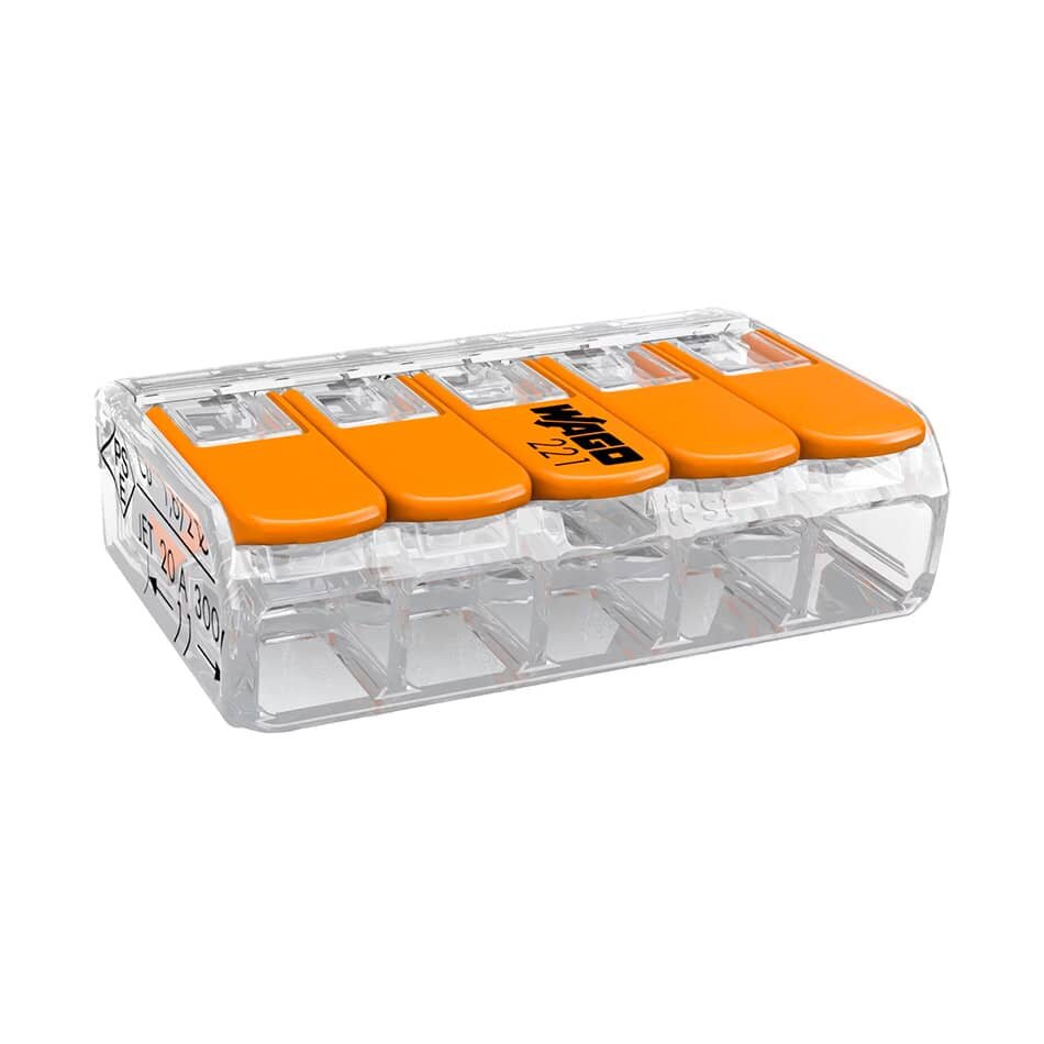 Соединительная клемма COMPACT 5 x 014-40 мм WAGO 221-415 10 шт./упак.