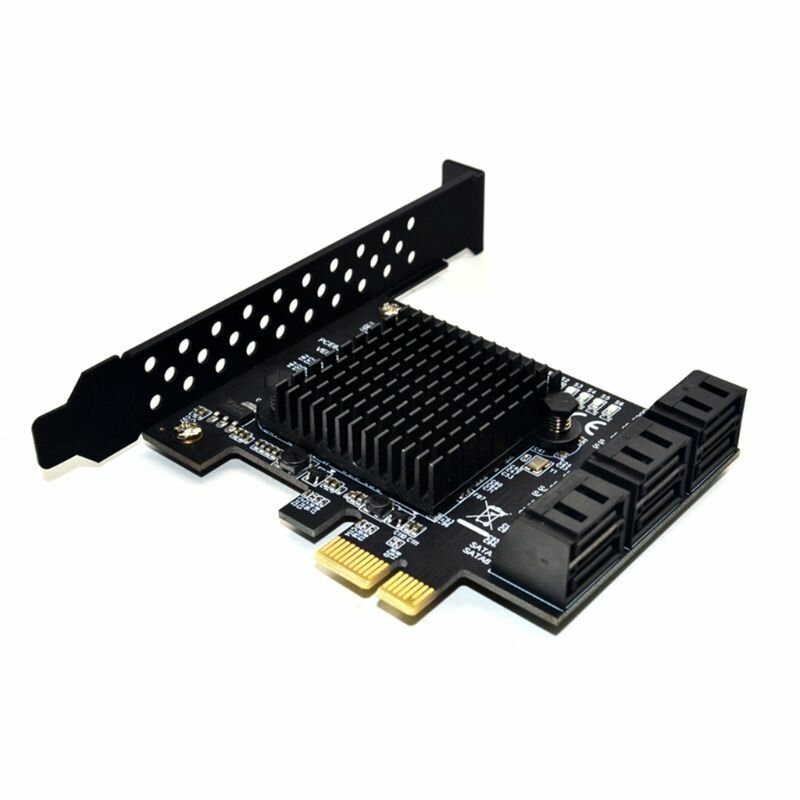 Черный, 6 портов, карта расширения SATA 3.0 для PCIe PCI адаптера Express 3, конвертер с радиатором, HDD Comp