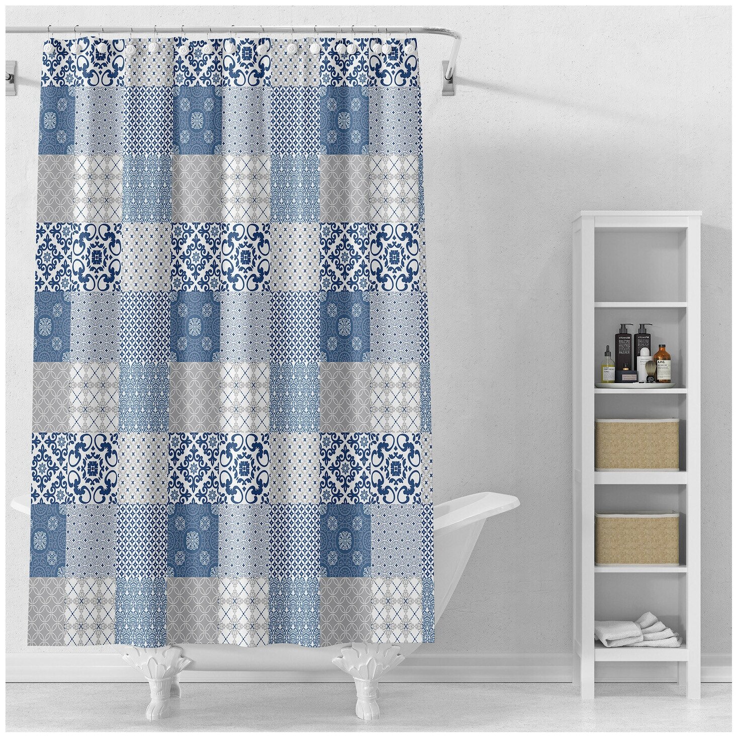 Штора для ванной комнаты PERFECTO LINEA Secret 36-118104 180х180 с кольцами калейдоскоп