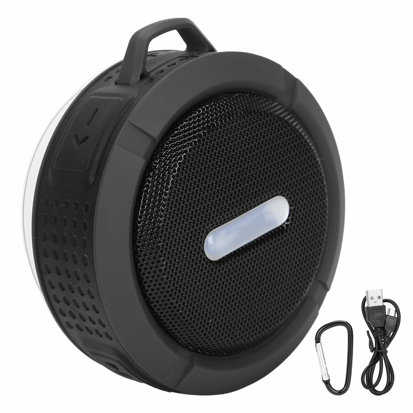 Водонепроницаемый динамик Bluetooth с карабином на присоске, темно-серый, мини-сабвуфер для улицы для занятий спортом, компактный и прочный дизайн