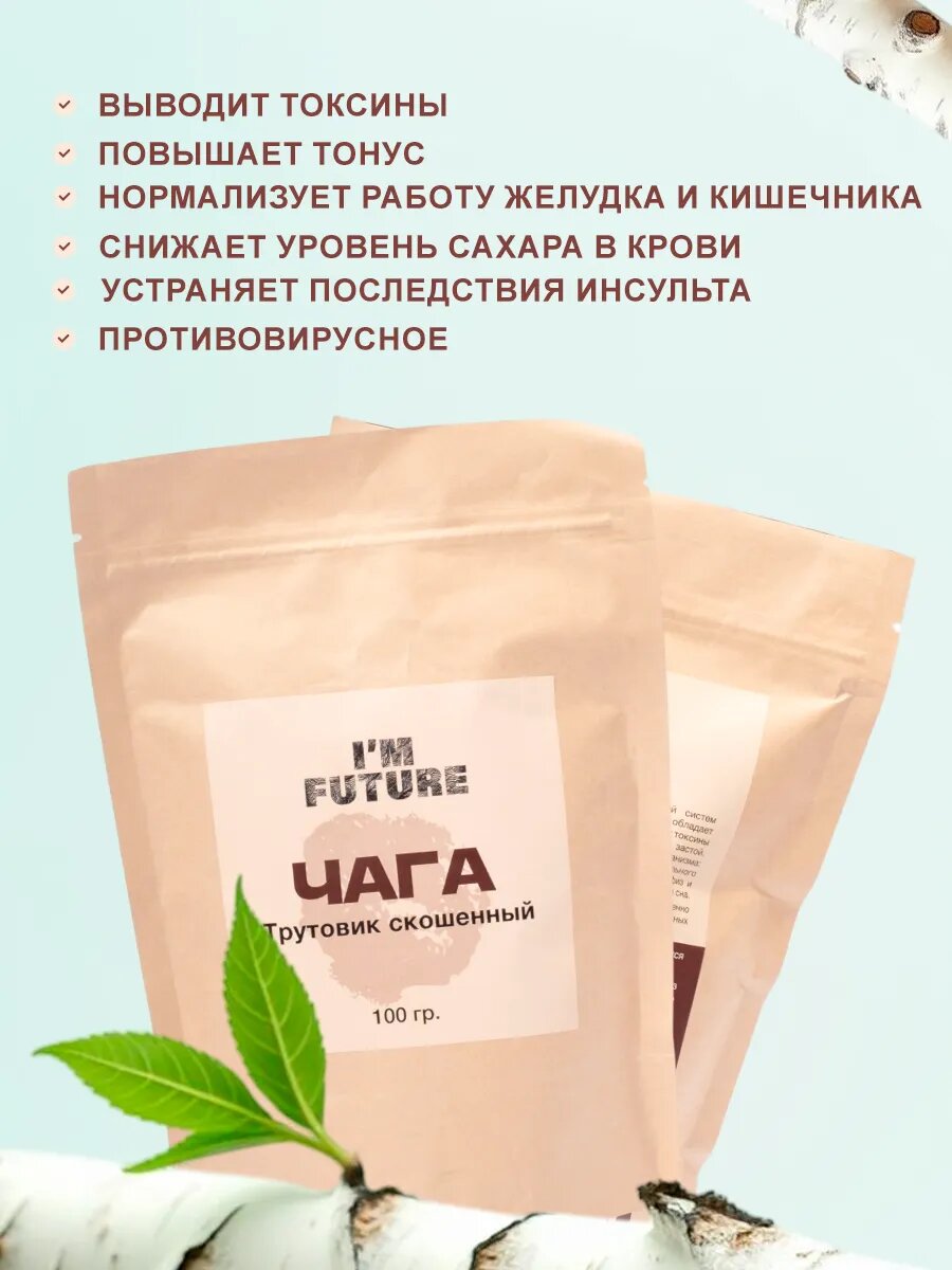 Картинки Чага березовая молотая, чага чай тонизирующий противовирусный 100 гр.