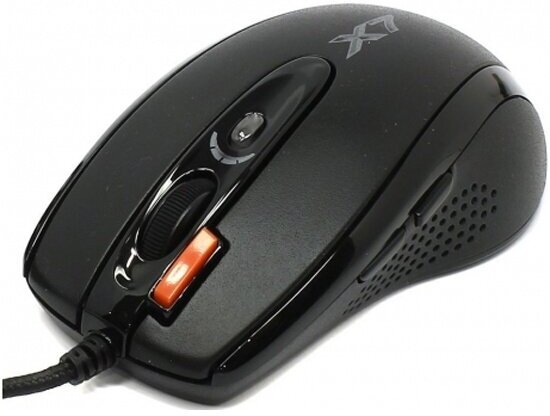 Мышь A4tech X-718BK, USB, 3000 DPI, 7 кнопок, встроенные ножки, черная