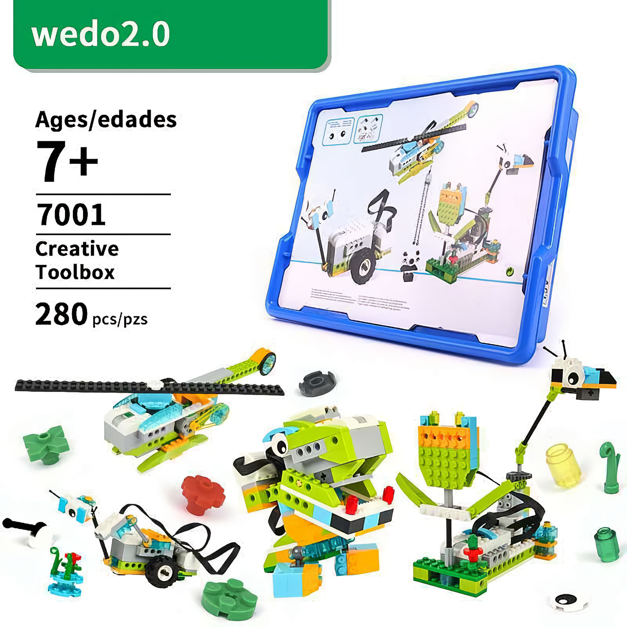 Конструктор для робототехники WeDo 2.0 - Базовый набор 45300 (280 деталей, смартхаб на АКБ, инструкция по сборке)