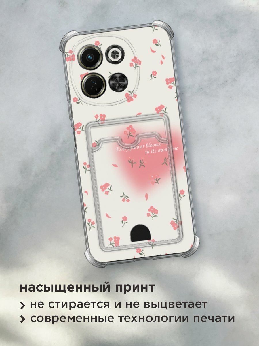 Чехол на Tecno Spark 30 5G (Текно Спарк 30 5G) с картой и принтом "Blooms in time pink" — фото 1