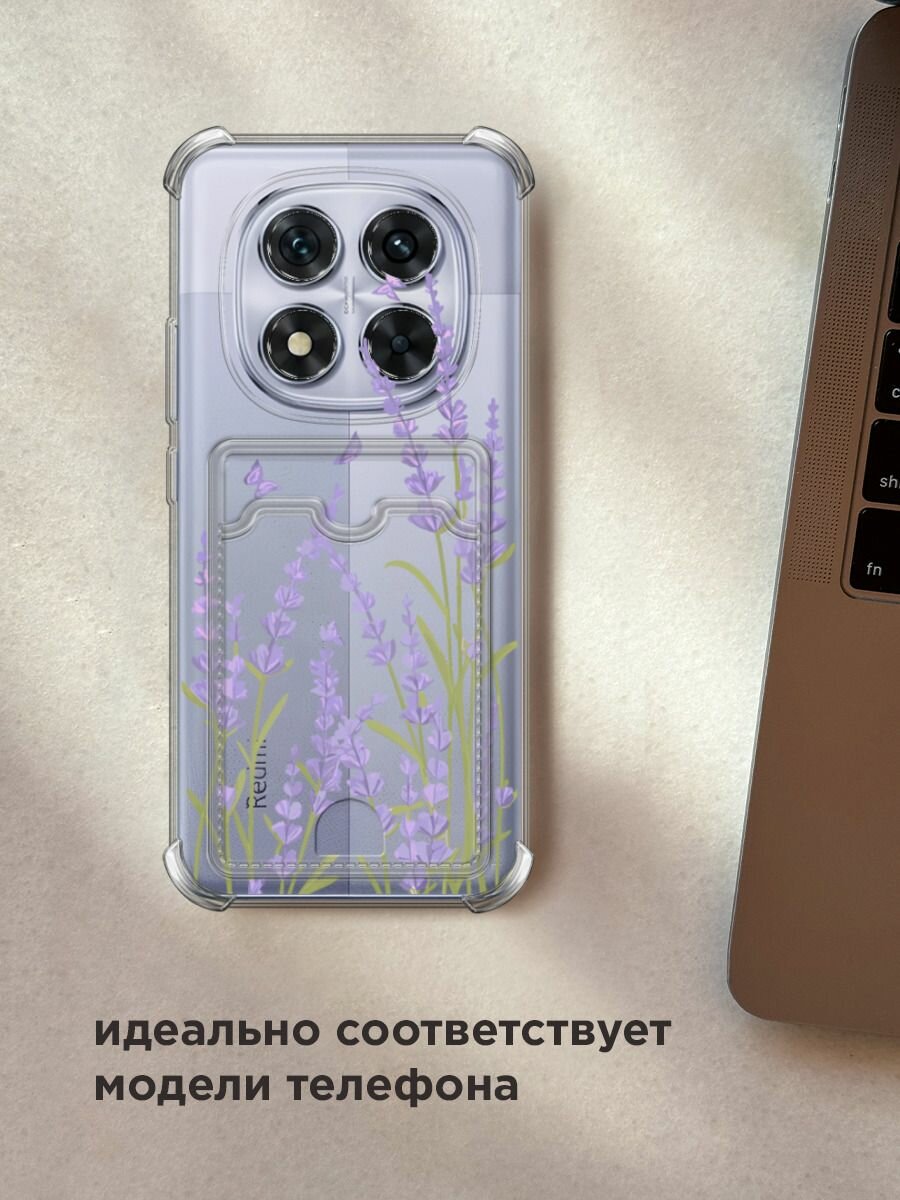 Чехол на Poco X7/Xiaomi Redmi Note 14 Pro 5G (Поко X7) с картой и принтом "Нежные многоцветники" — фото 1