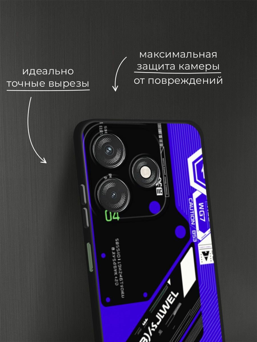 Черный матовый чехол на Tecno Spark 10/10C / Техно Спарк 10/10С с принтом "Неоновый киберпанк" — фото 1