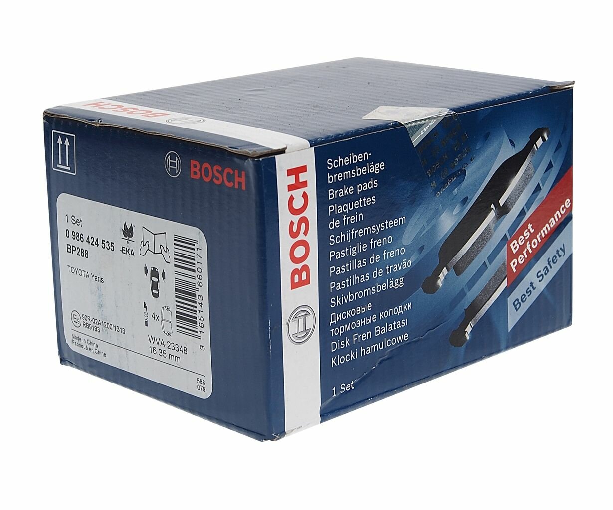 Колодки тормозные дисковые, для Тойота Эхо, Платц, Ярис арт 0986424535 BOSCH