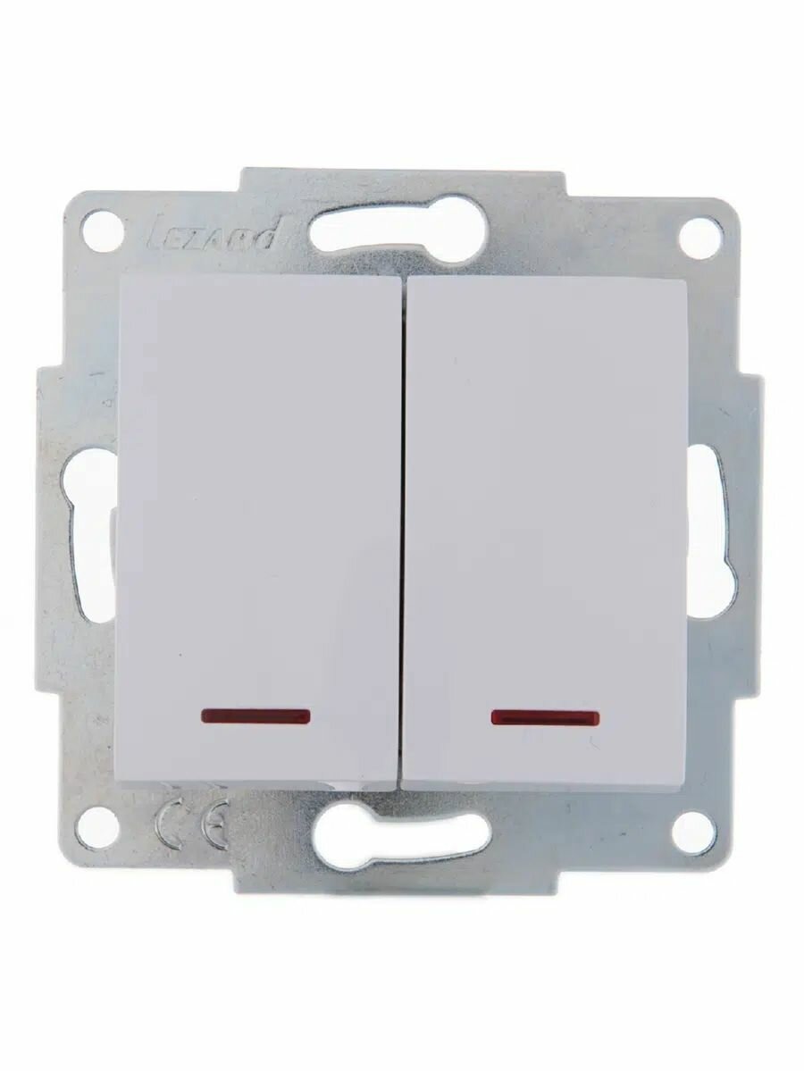 Выключатель 2-кл. 1п СП Karina 10А IP20 с подсветкой механизм белый LEZARD 707-0288-112