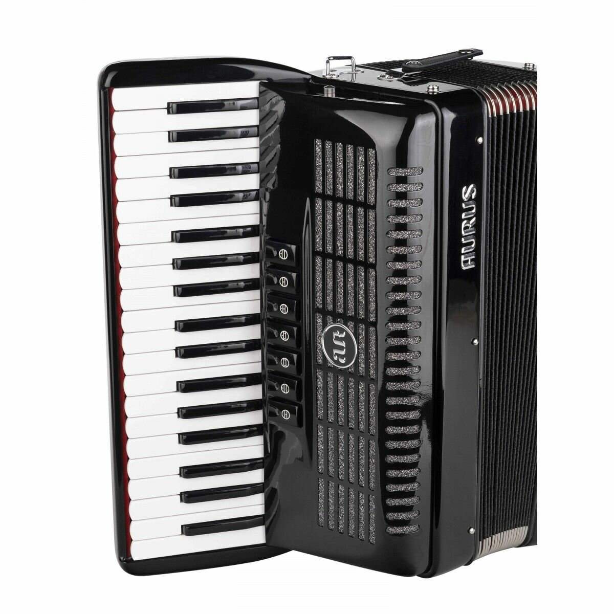 JH2017D-BLACK Аккордеон 37/96/7+2, черный, с футляром, Aurus — фото 1