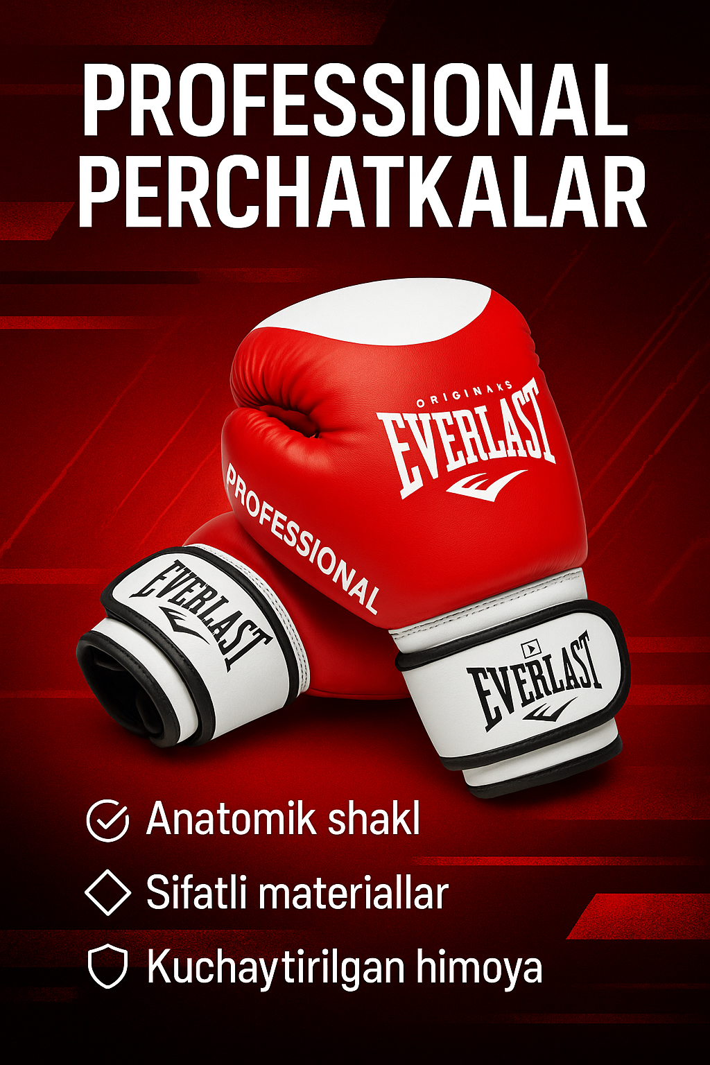 Боксерские перчатки Everlast MMA, искусственная кожа, липучка, красные