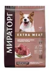 Сухой корм Мираторг EXTRA MEAT с говядиной Black Angus для собак средних пород 4 кг  