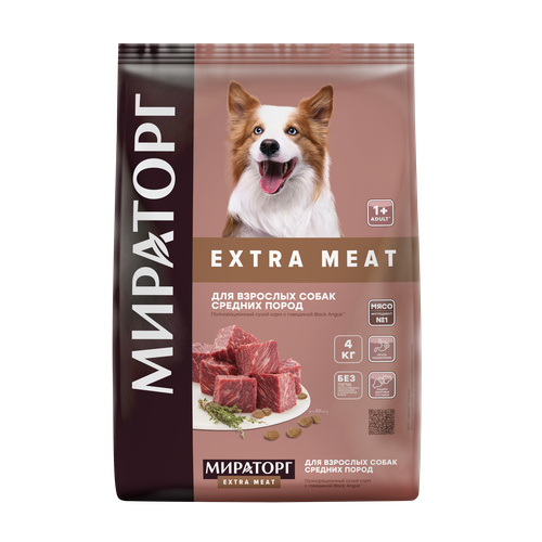 winner мираторг extra meat для взрослых собак средних пород с говядиной black angus 2 6 2 6 кг Сухой корм Мираторг EXTRA MEAT с говядиной Black Angus для собак средних пород 4 кг