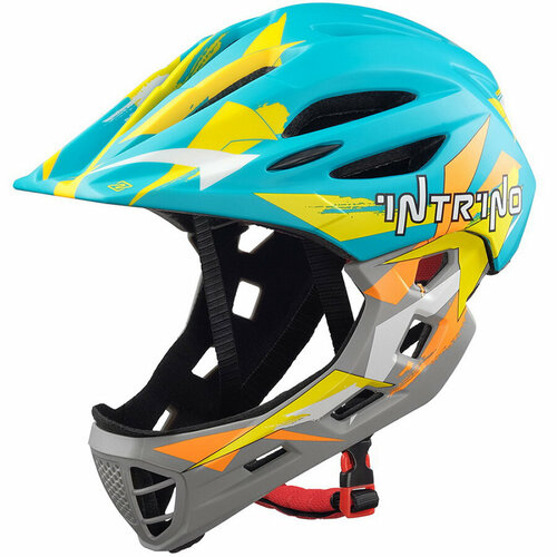 Детский шлем FullFace Intrino Satellite, лёгкий, размер S (46-53 см) вес 340 г бирюзовый