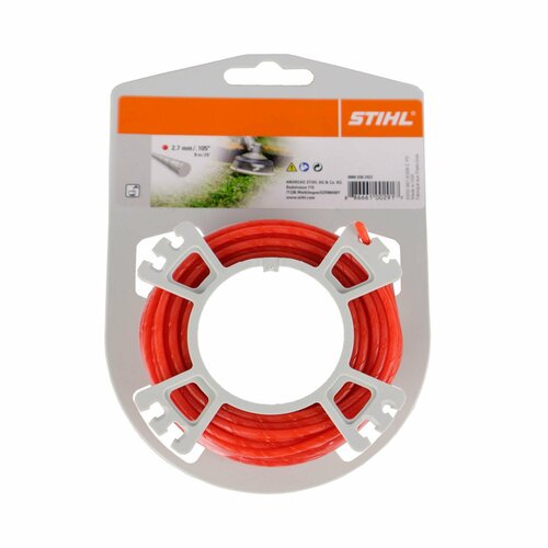 Леска для триммера Stihl, сечение круг, диаметр 2,7 мм, длина 9,8 м, бесшумная струна триммерная stihl круглое сечения 3 0 мм 162 м 00009302542