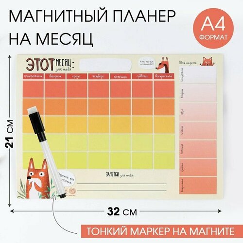 Магнитный Планинг А4 и стирающийся маркерНадеюсь, ты всё успеешь, (комплект из 16 шт)