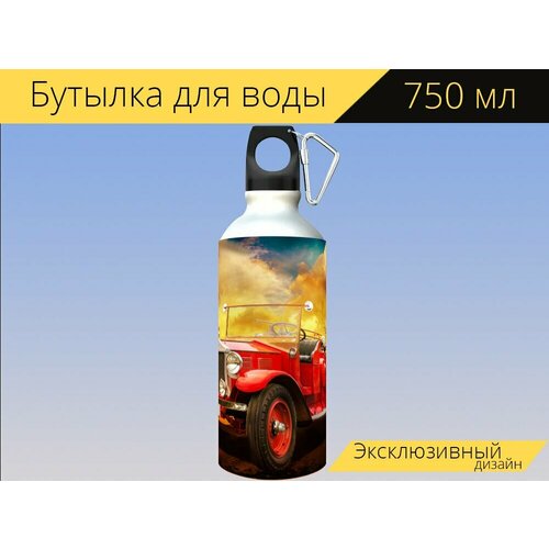 фото Бутылка фляга для воды "автомобили, пожарные, пожарная машина" 750 мл. с карабином и принтом lotsprints