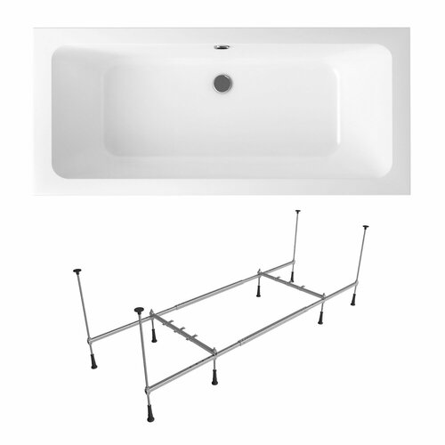 Акриловая ванна 170х75 см Lavinia Boho Pure набор 2 в 1 S1-37100075: прямоугольная ванна, усиленный металлический каркас