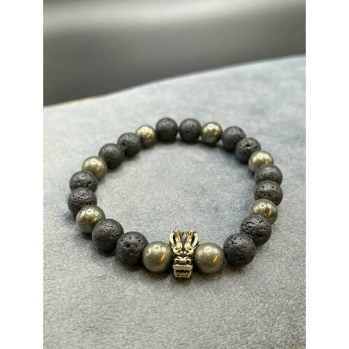 Браслет Дракон мужской из натуральных камней лава пирит