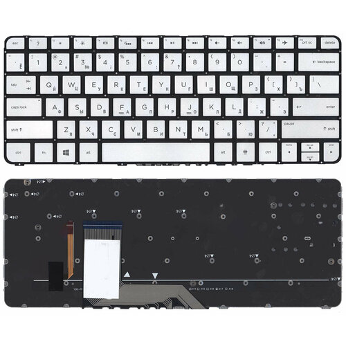 клавиатура для ноутбука hp spectre x360 13 w000 13 ac000 серебристая с подсветкой Клавиатура для ноутбука HP Spectre X360 13-4000 серебристая с подсветкой