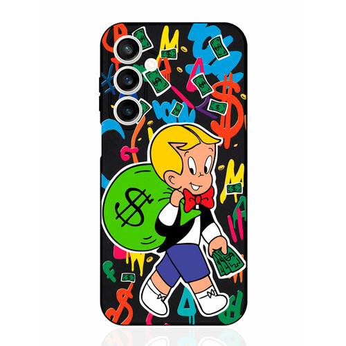 Чехол для смартфона Samsung S23Fe черный силиконовый Monopoly Richie Rich/ Монополи Богатенький Риччи чехол для смартфона honor x7b черный силиконовый monopoly richie rich монополи богатенький риччи