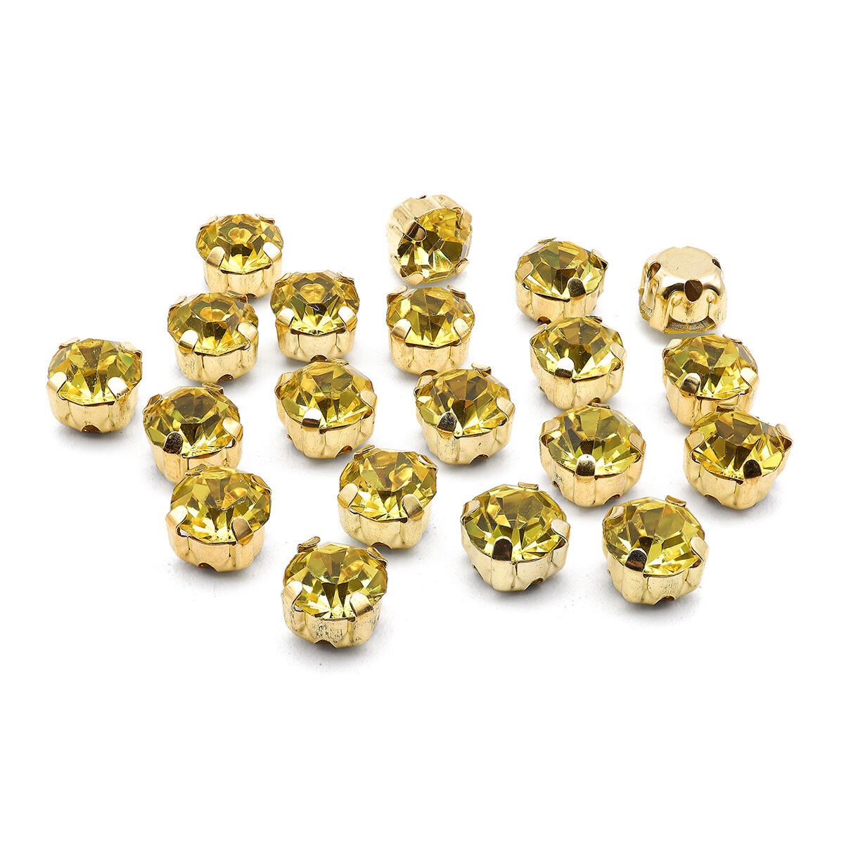 Хрустальные стразы в цапах круглые (золото) цитрин 6х6 мм, 20 шт (упак), Astra&Craft