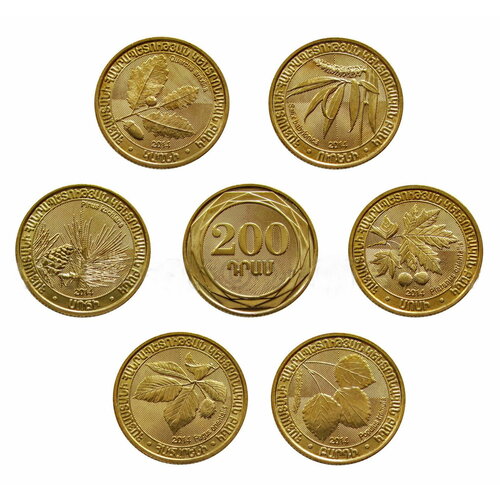 Набор 200 драм 2014 Армения Деревья UNC набор из 6 монет армения дикие деревья в буклете