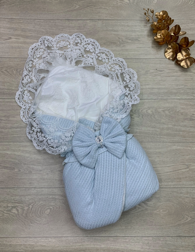 Изображение товара Конверт для новорожденного на выписку в роддом для мальчика голубой