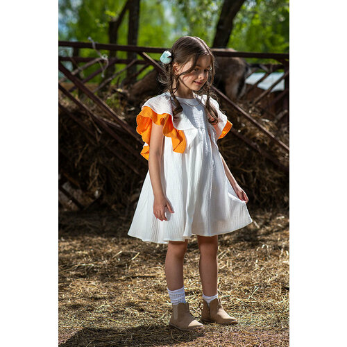 Платье Leya.me, размер 122, белый платье на девочку муслин кружево повязка 68