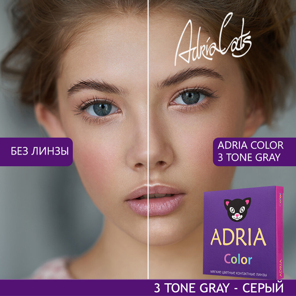 Контактные линзы цветные ADRIA, Adria Color 3T, Квартальные, GRAY, -8,50 / 14,2 / 8,6 / 2 шт.