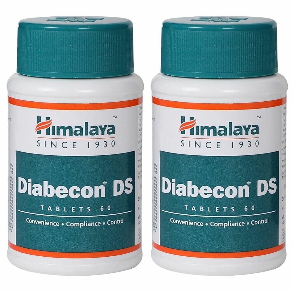 Таблетки Диабекон Двойная сила Хималая Хербалс (Diabecon DS Himalaya Herbals) при диабете и для контроля уровня сахара в крови, 2х60 таб