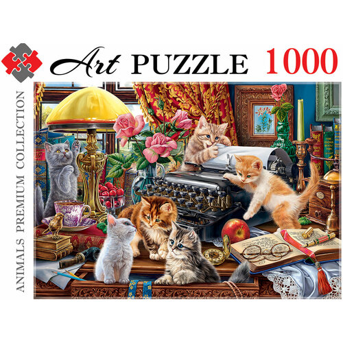 пазлы 1000 элементов ф1000 0049 котики и голландский натюрморт Пазл Artpuzzle 1000 деталей: Котята в кабинете