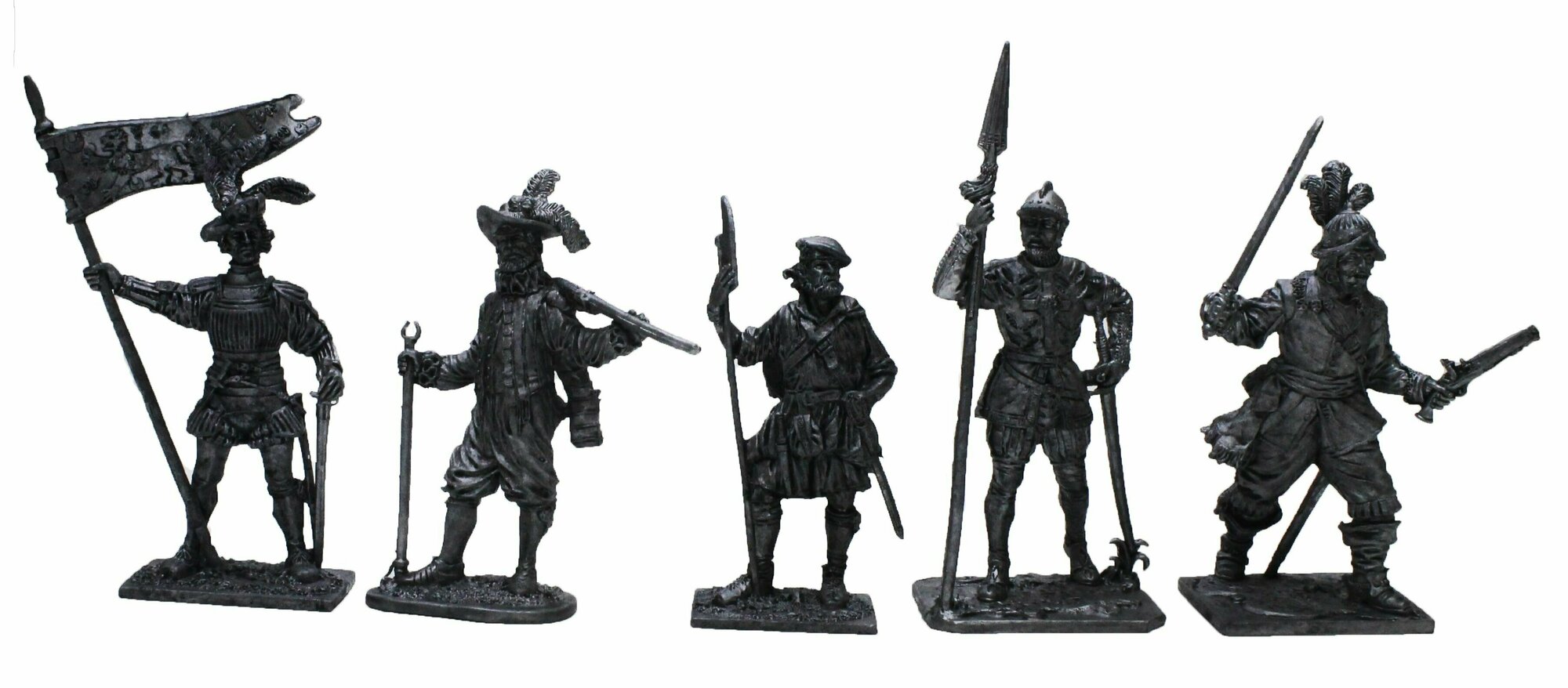 "Английские воины Эпоха Возрождения 15-16 веков" №2ЕК (5 н/к) набор оловянных солдатиков некрашенных в картонной коробке