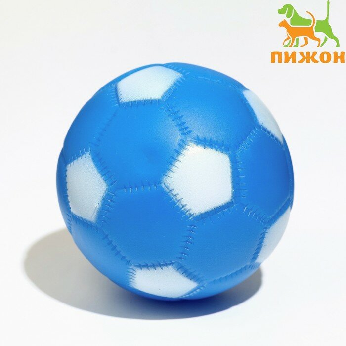 Игрушка для собак Пижон "Мяч Футбол", пищащая, 6,2 см, синяя