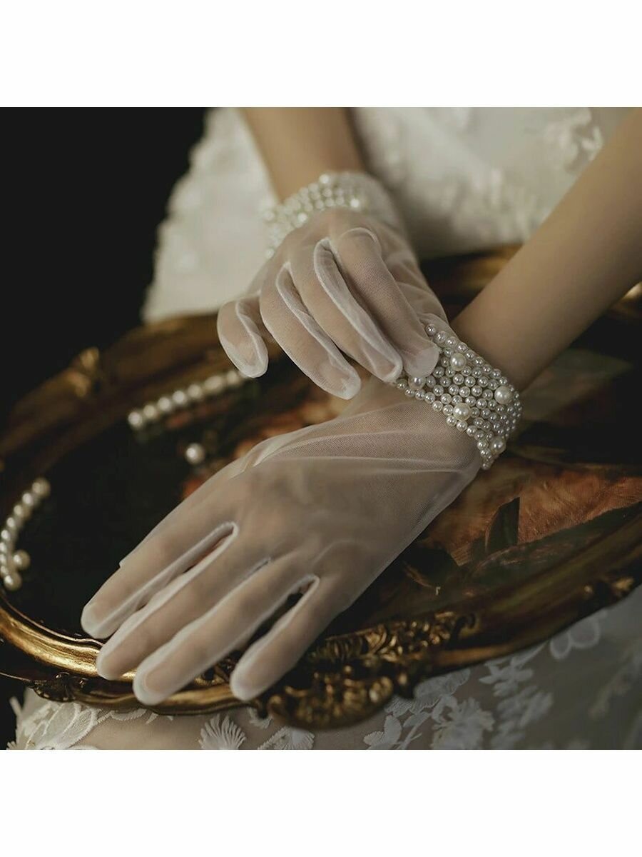 Прозрачные женские свадебные перчатки