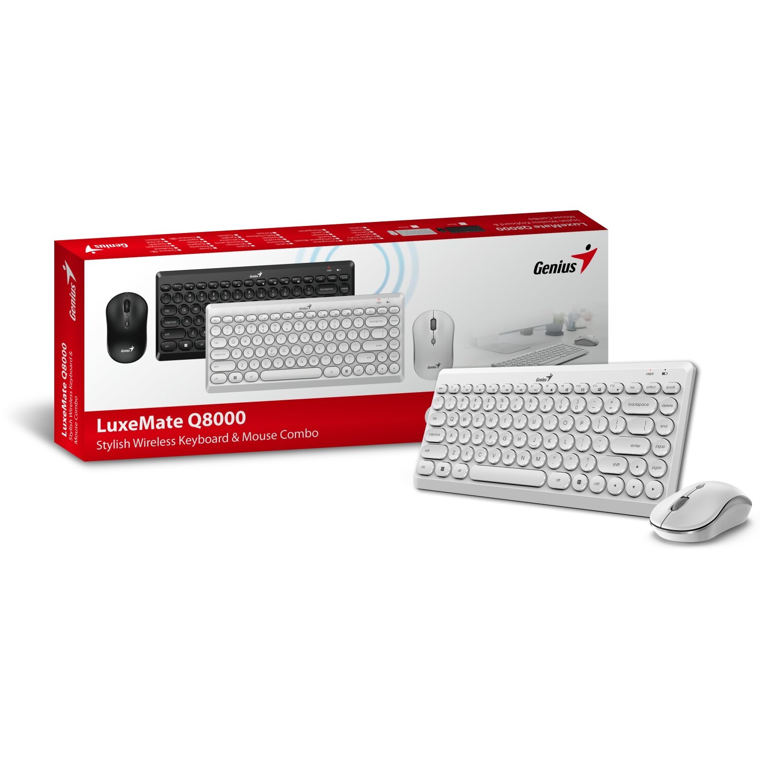 Комплект беспроводной Genius LuxeMate Q8000 (клавиатура LuxeMate Q8000/k + мышь LuxeMate Q8000/m ), White - фото №7