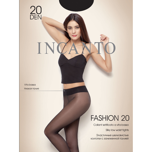 фото Колготки incanto fashion, 20 den, с ластовицей, заниженная талия, широкий пояс, размер 2, черный