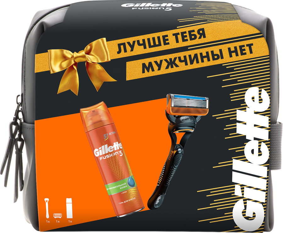 Подарочный набор Gillette Fusion Бритва с 1 сменной кассетой с 5 лезвиями и Гель для бритья 200мл Утконос - фото №14