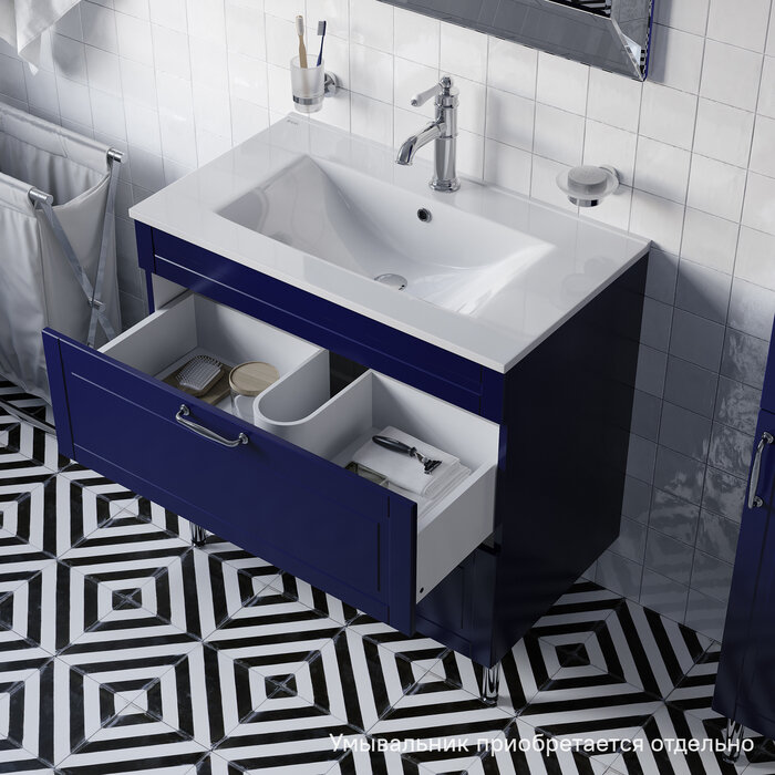 фото Тумба напольная IDDIS Oxford 80 см синий OXF80N0i95 подходит умыв. 0138000i28