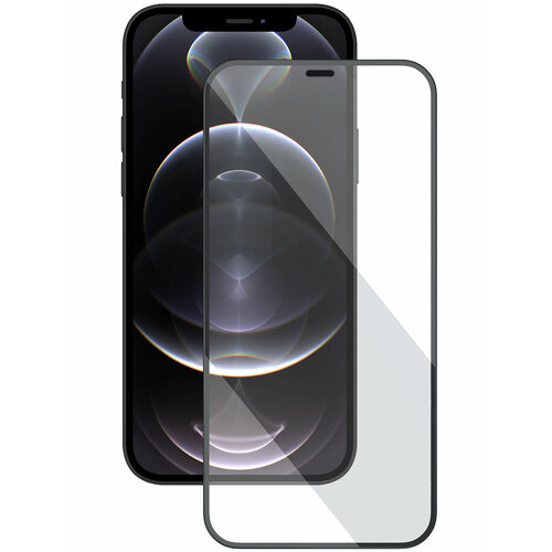 Стекло на Айфон 12 глянцевое олеофобное покрытие Защитное стекло iPhone 12 с черной рамкой 3D