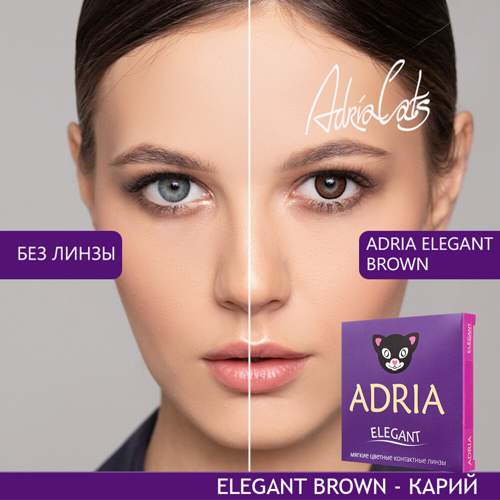 Контактные линзы цветные ADRIA, Adria Elegant color, Квартальные, BROWN, -6,00 / 14,2 / 8,6 / 2 шт.